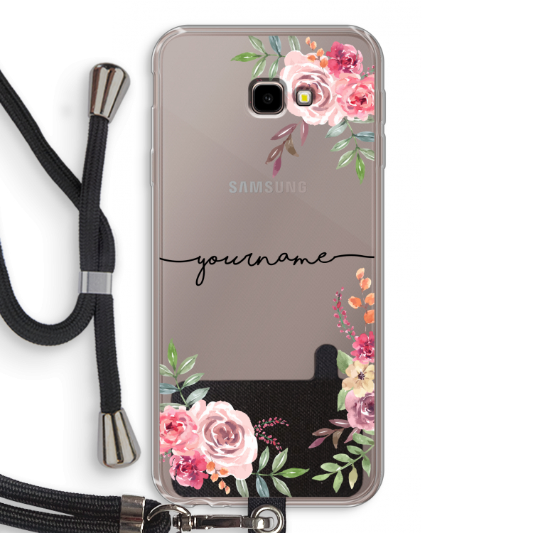 Rozen: Samsung Galaxy J4 Plus Transparant Hoesje met koord