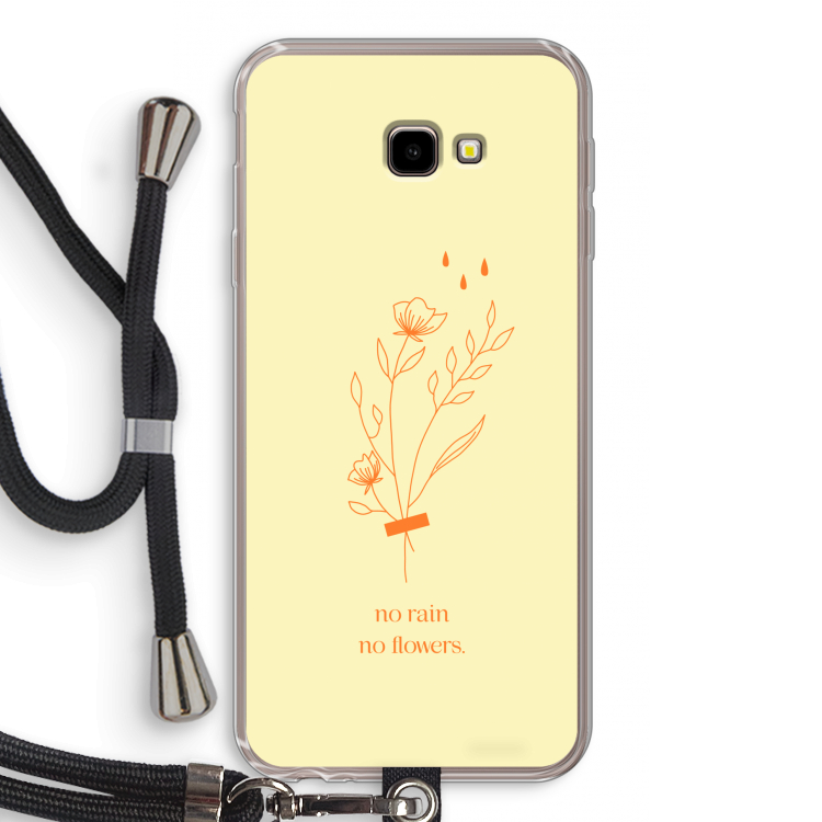 No rain no flowers: Samsung Galaxy J4 Plus Transparant Hoesje met koord
