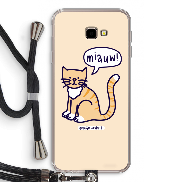 Miauw: Samsung Galaxy J4 Plus Transparant Hoesje met koord
