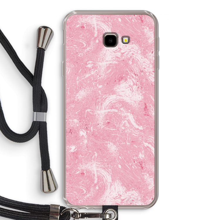 Abstract Painting Pink: Samsung Galaxy J4 Plus Transparant Hoesje met koord