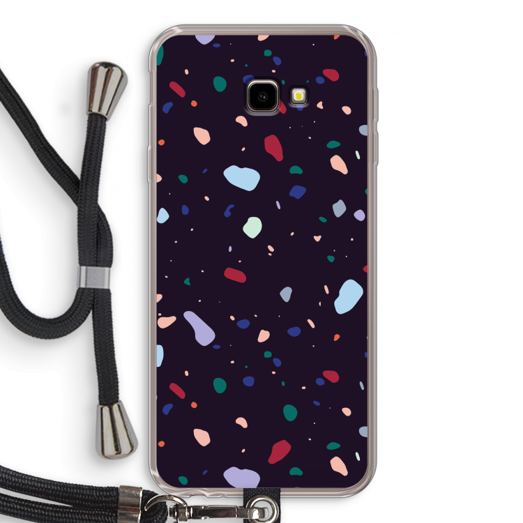 Dark Rounded Terrazzo: Samsung Galaxy J4 Plus Transparant Hoesje met koord
