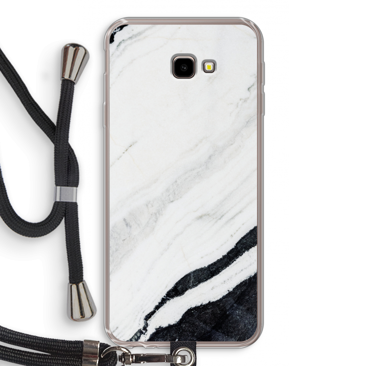 Elegante marmer: Samsung Galaxy J4 Plus Transparant Hoesje met koord
