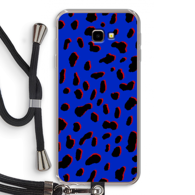 Blue Leopard: Samsung Galaxy J4 Plus Transparant Hoesje met koord
