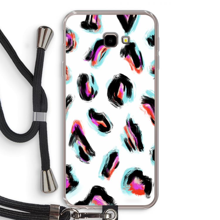 Cheetah color: Samsung Galaxy J4 Plus Transparant Hoesje met koord