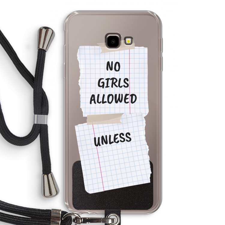 No Girls Allowed Unless: Samsung Galaxy J4 Plus Transparant Hoesje met koord