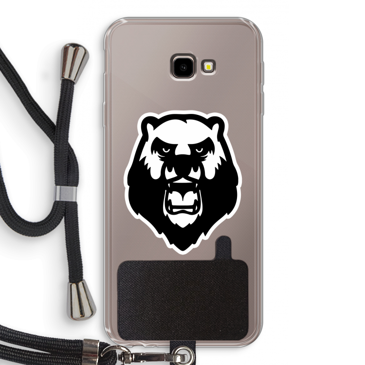 Angry Bear (white): Samsung Galaxy J4 Plus Transparant Hoesje met koord