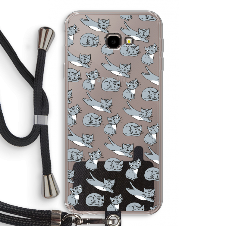 Poezen: Samsung Galaxy J4 Plus Transparant Hoesje met koord