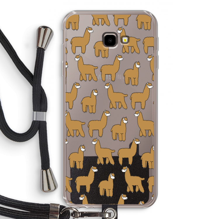 Alpacas: Samsung Galaxy J4 Plus Transparant Hoesje met koord