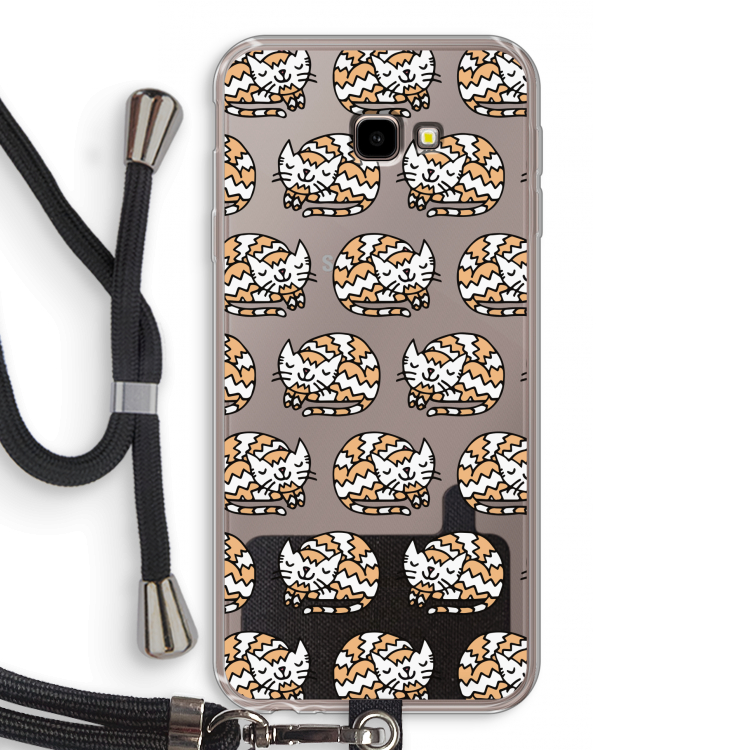 Slapende poes: Samsung Galaxy J4 Plus Transparant Hoesje met koord