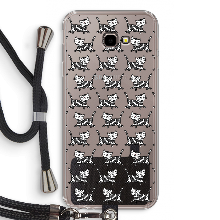 Zwarte poes: Samsung Galaxy J4 Plus Transparant Hoesje met koord
