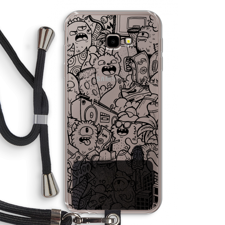 Vexx Black City : Samsung Galaxy J4 Plus Transparant Hoesje met koord