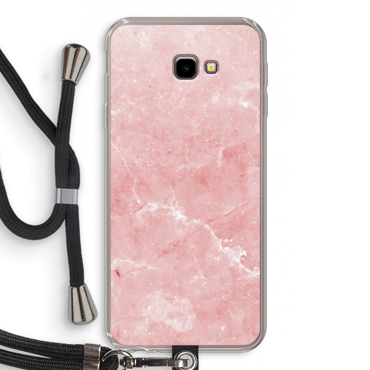 Roze marmer: Samsung Galaxy J4 Plus Transparant Hoesje met koord