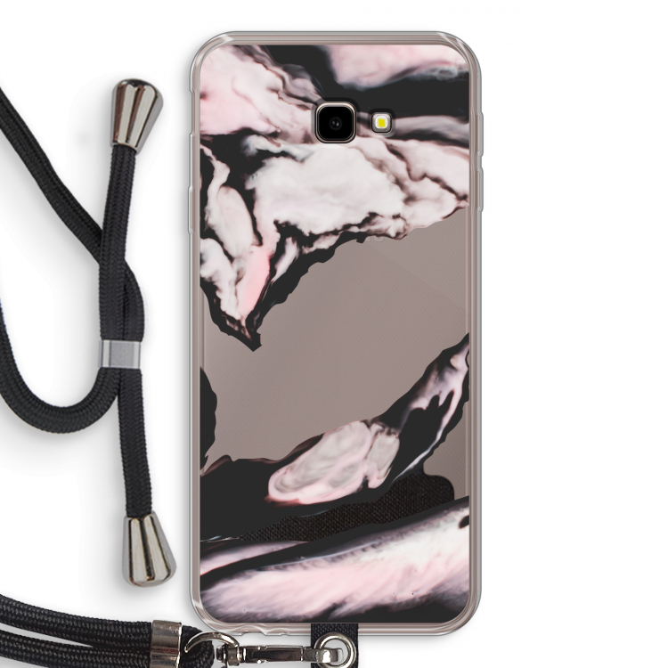 Roze stroom: Samsung Galaxy J4 Plus Transparant Hoesje met koord