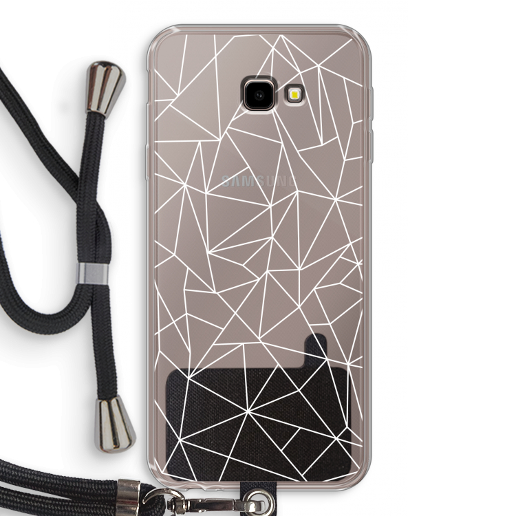 Geometrische lijnen wit: Samsung Galaxy J4 Plus Transparant Hoesje met koord