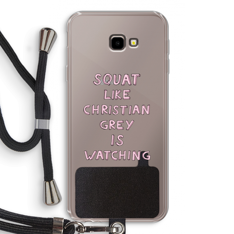 Christian Grey: Samsung Galaxy J4 Plus Transparant Hoesje met koord