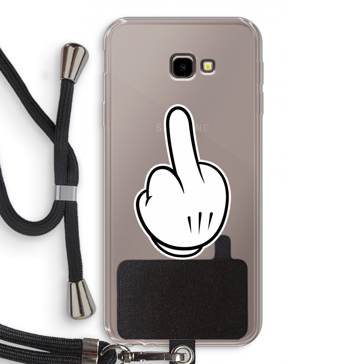 Middle finger white: Samsung Galaxy J4 Plus Transparant Hoesje met koord