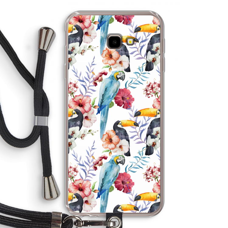 Bloemen tukan: Samsung Galaxy J4 Plus Transparant Hoesje met koord