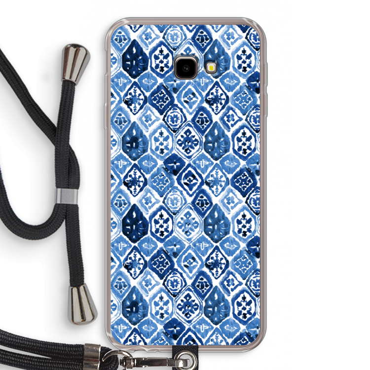 Blauw motief: Samsung Galaxy J4 Plus Transparant Hoesje met koord