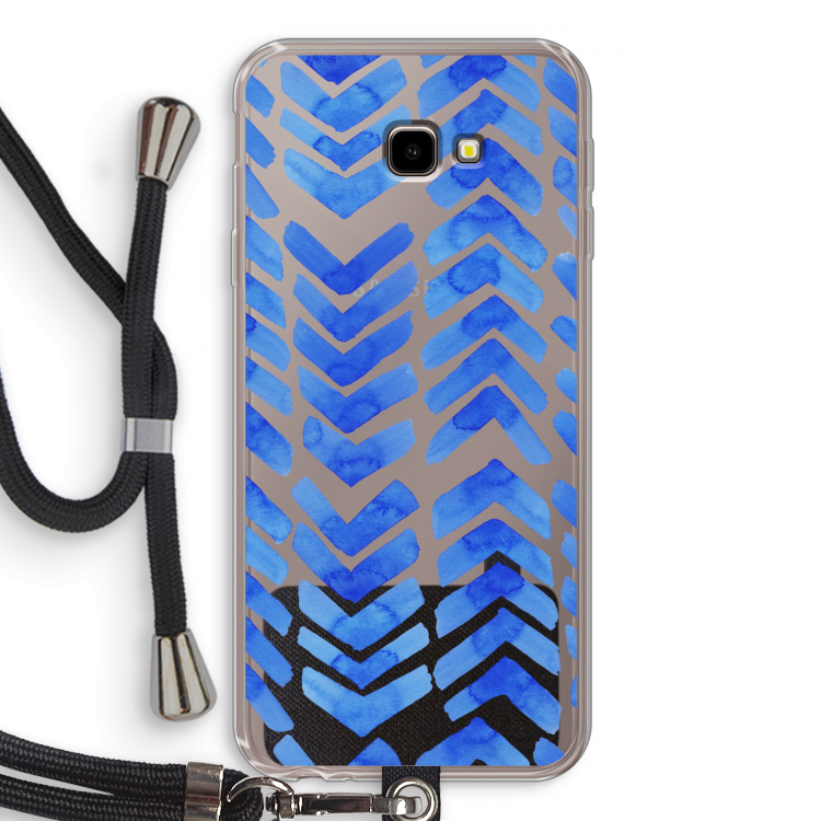 Blauwe pijlen: Samsung Galaxy J4 Plus Transparant Hoesje met koord