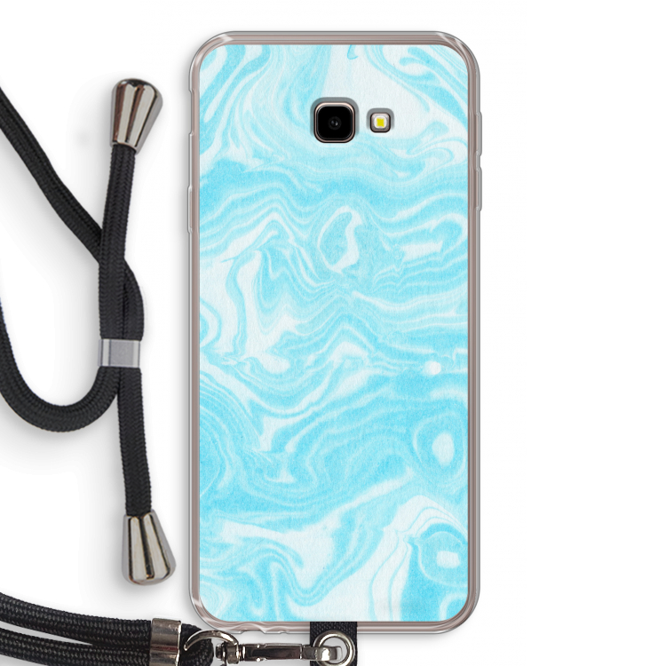 Waterverf blauw: Samsung Galaxy J4 Plus Transparant Hoesje met koord