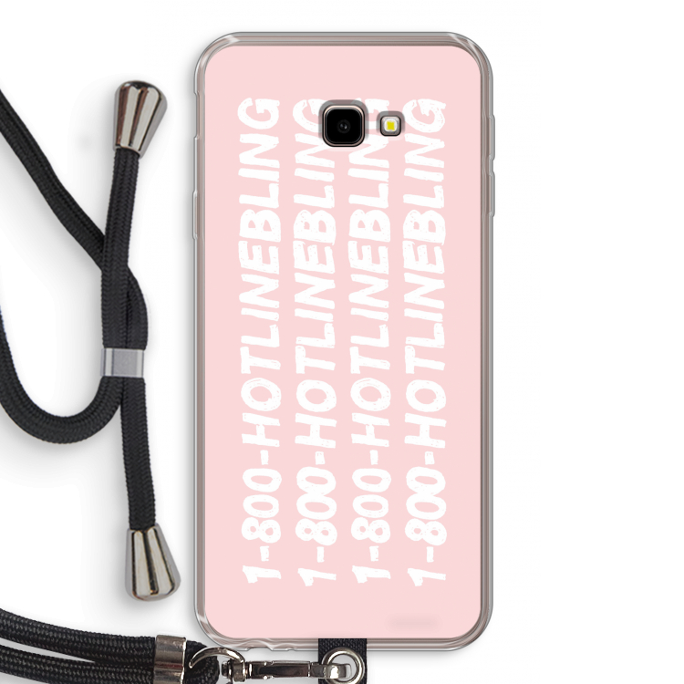 Hotline bling pink: Samsung Galaxy J4 Plus Transparant Hoesje met koord