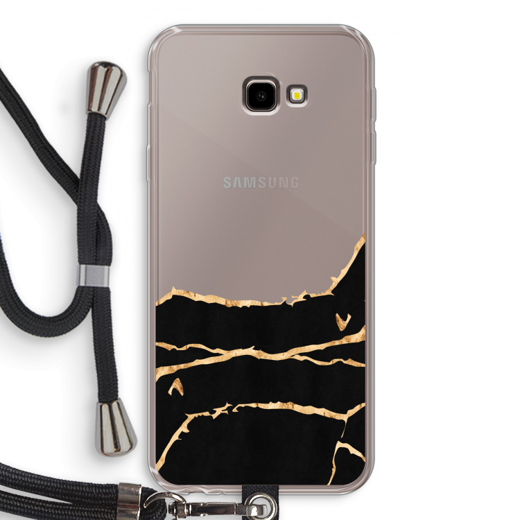 Gouden marmer: Samsung Galaxy J4 Plus Transparant Hoesje met koord