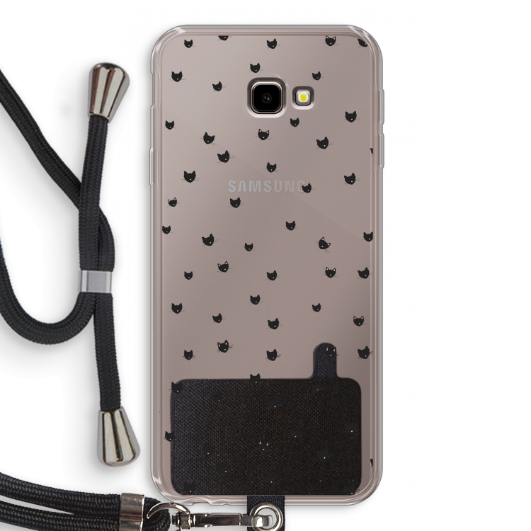 Kleine kattenkopjes: Samsung Galaxy J4 Plus Transparant Hoesje met koord
