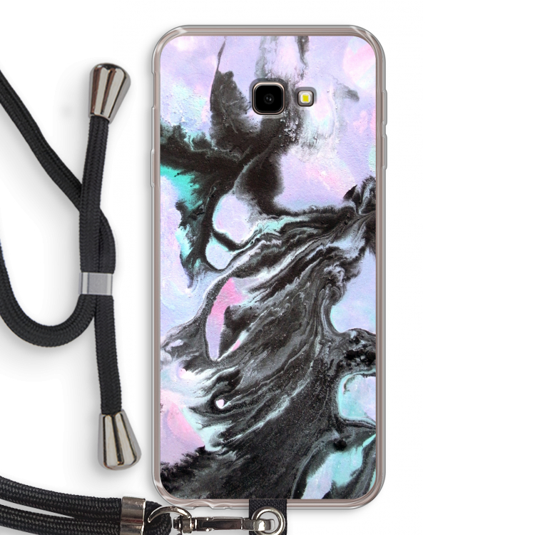Pastel zwart: Samsung Galaxy J4 Plus Transparant Hoesje met koord