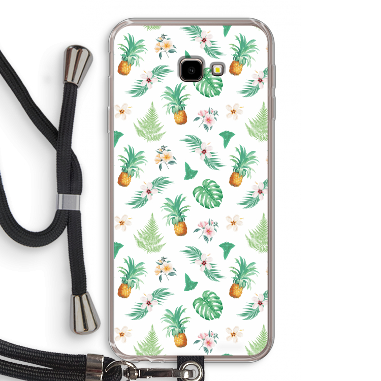 Ananas bladeren: Samsung Galaxy J4 Plus Transparant Hoesje met koord