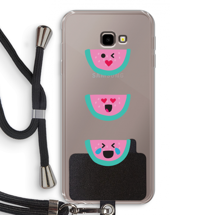 Smiley watermeloen: Samsung Galaxy J4 Plus Transparant Hoesje met koord