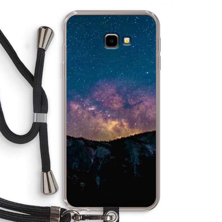 Travel to space: Samsung Galaxy J4 Plus Transparant Hoesje met koord