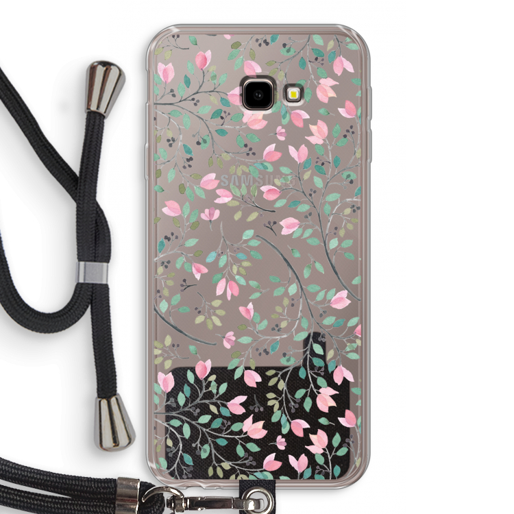 Sierlijke bloemen: Samsung Galaxy J4 Plus Transparant Hoesje met koord