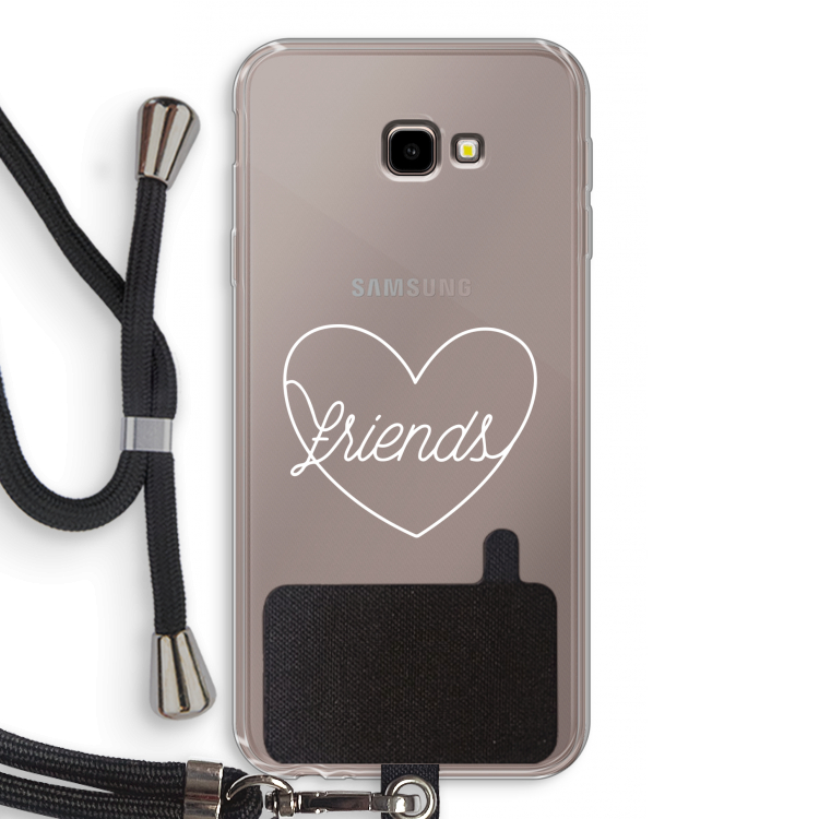 Friends heart pastel: Samsung Galaxy J4 Plus Transparant Hoesje met koord