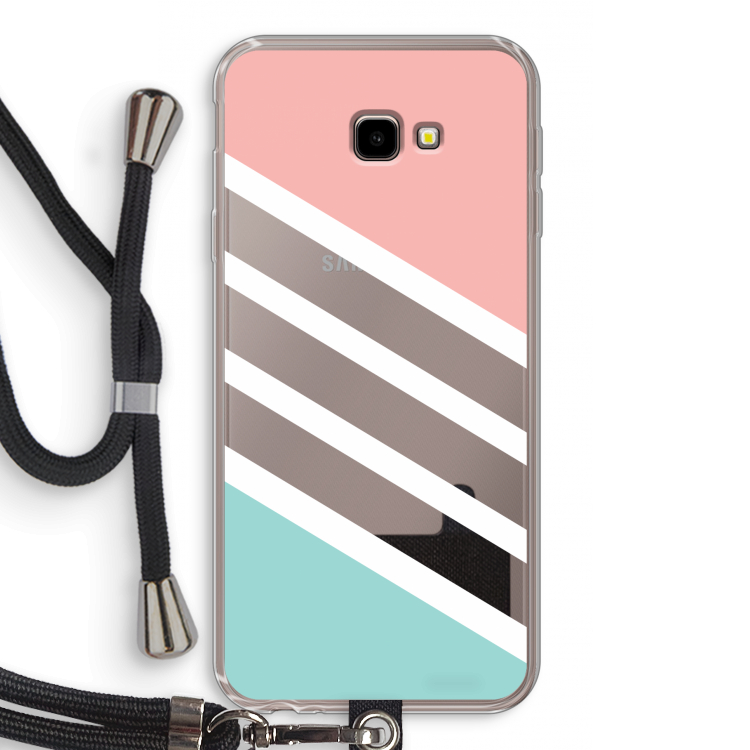 Strepen pastel: Samsung Galaxy J4 Plus Transparant Hoesje met koord