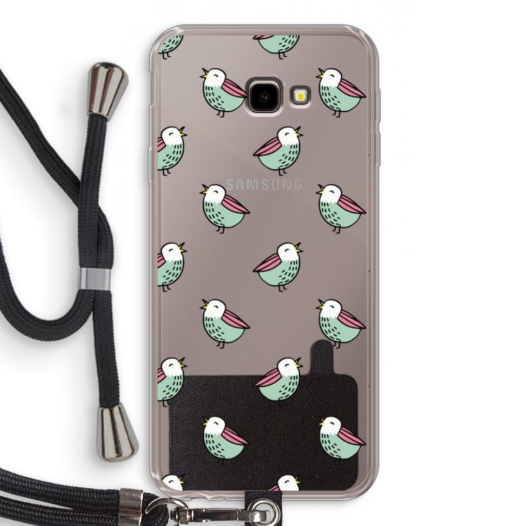 Vogeltjes: Samsung Galaxy J4 Plus Transparant Hoesje met koord