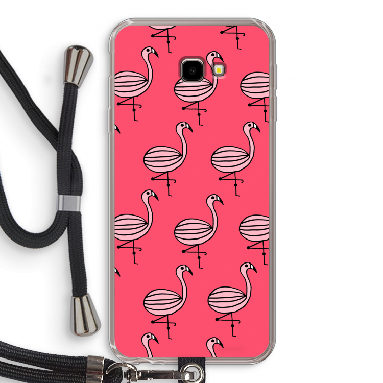 Flamingo: Samsung Galaxy J4 Plus Transparant Hoesje met koord