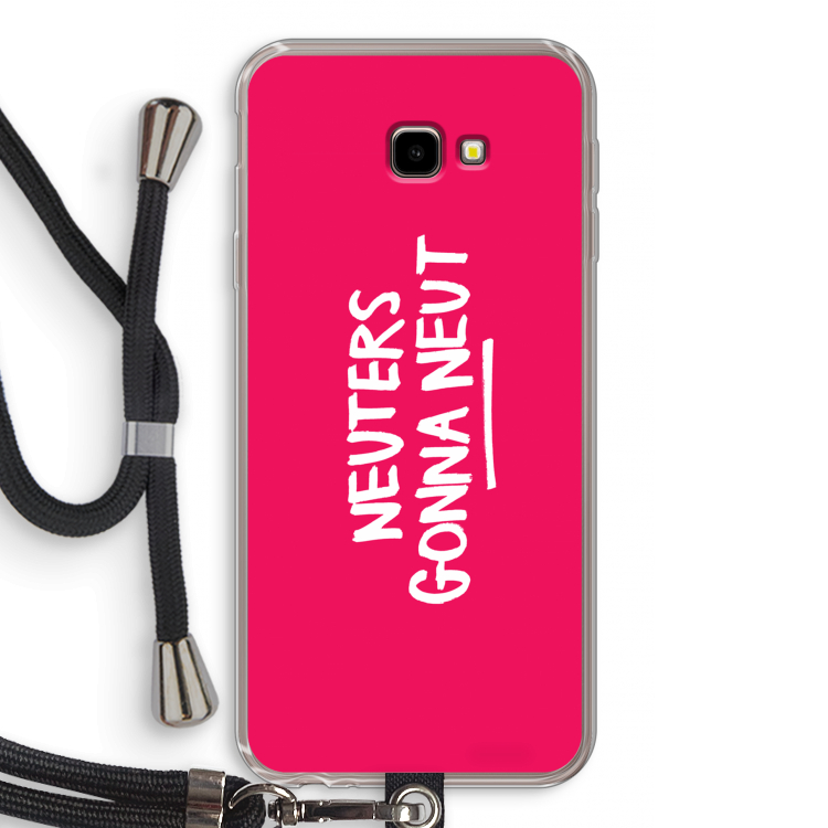 Neuters (roze): Samsung Galaxy J4 Plus Transparant Hoesje met koord