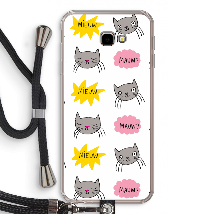 Meow: Samsung Galaxy J4 Plus Transparant Hoesje met koord