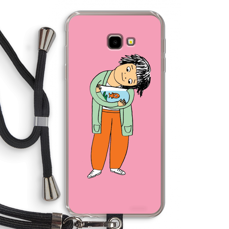 Visknuffel: Samsung Galaxy J4 Plus Transparant Hoesje met koord