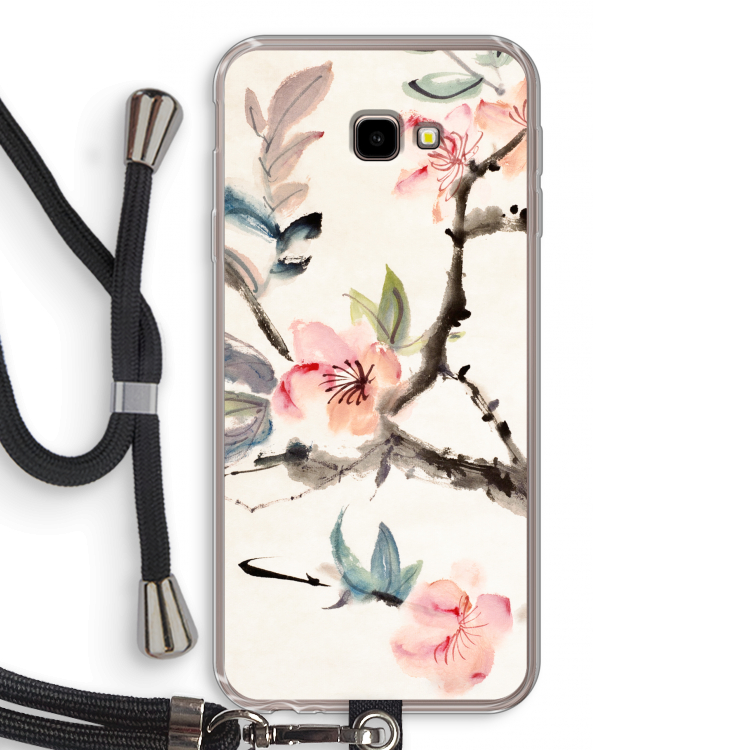 Japanse bloemen: Samsung Galaxy J4 Plus Transparant Hoesje met koord