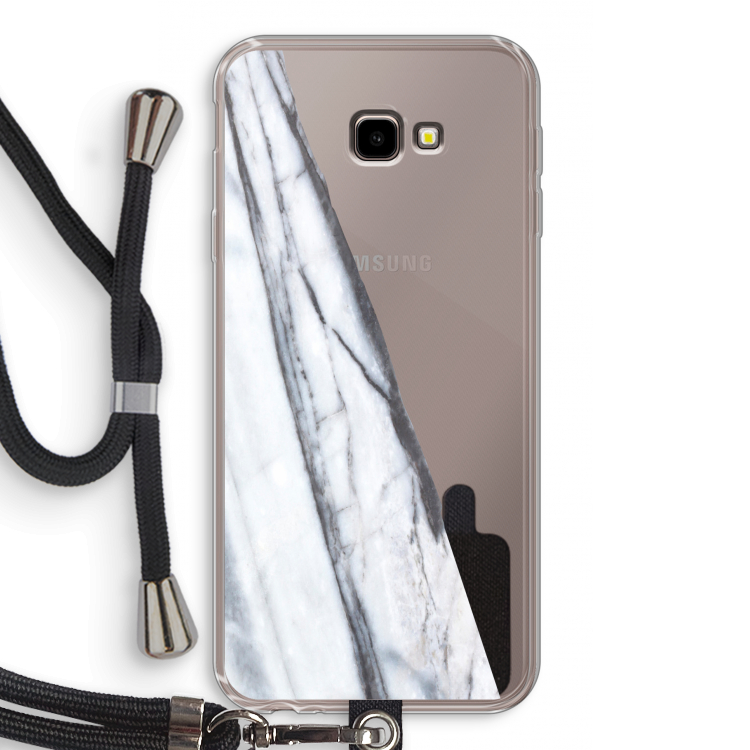 Gestreepte marmer: Samsung Galaxy J4 Plus Transparant Hoesje met koord