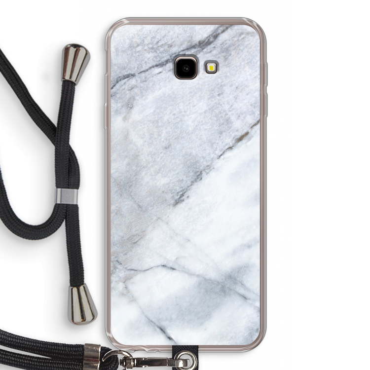 Witte marmer: Samsung Galaxy J4 Plus Transparant Hoesje met koord