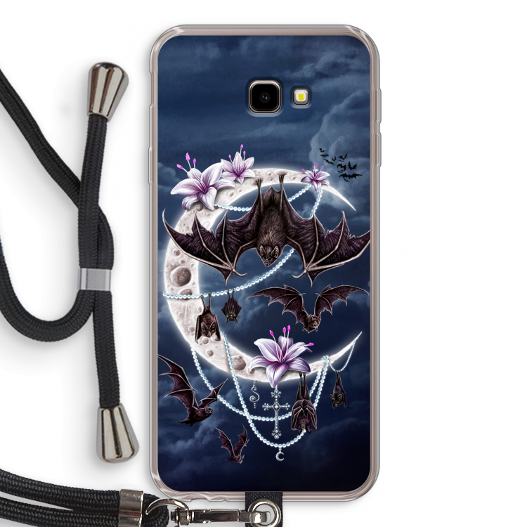 Vleermuizen Maan: Samsung Galaxy J4 Plus Transparant Hoesje met koord