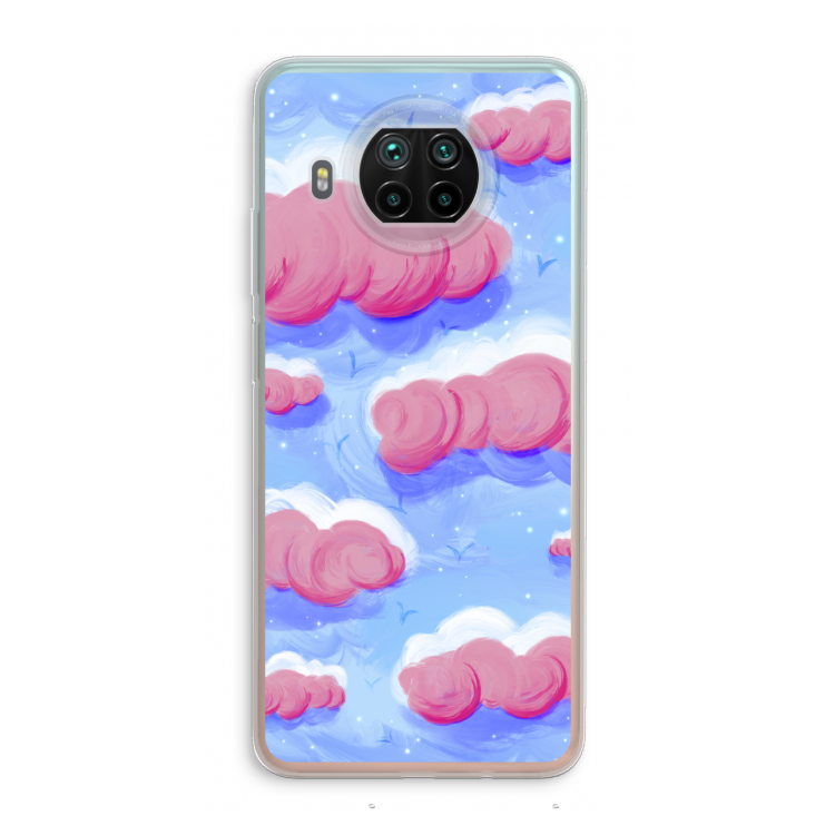 Roze wolken met vogels: Xiaomi Mi 10T Lite 5G Transparant Hoesje