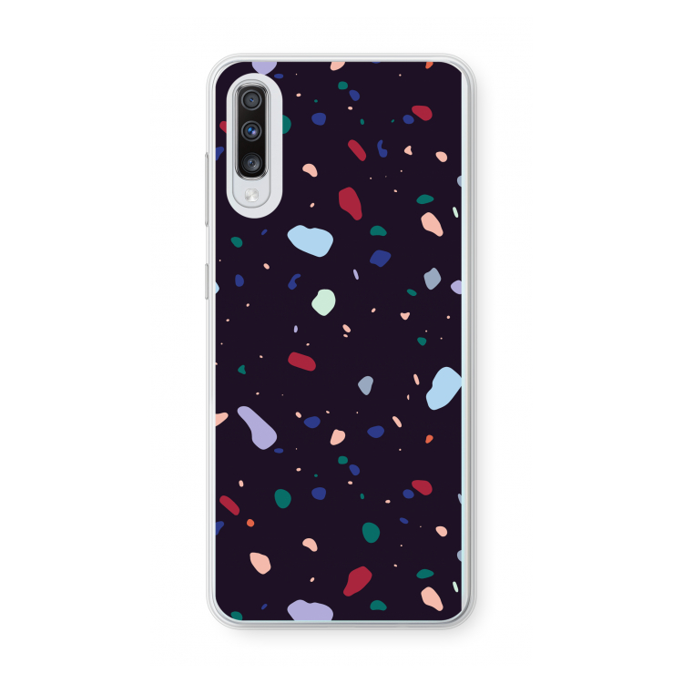 Dark Rounded Terrazzo: Samsung Galaxy A70 Transparant Hoesje
