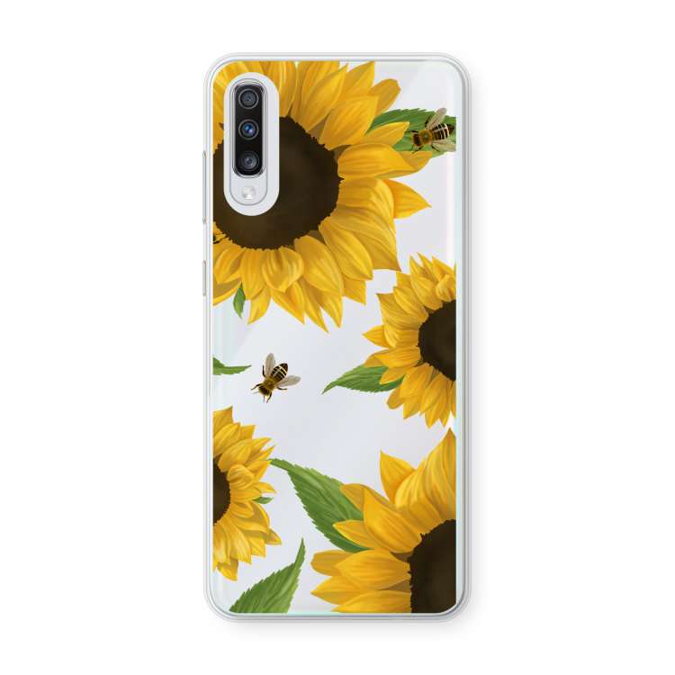 Sunflower and bees: Samsung Galaxy A70 Transparant Hoesje