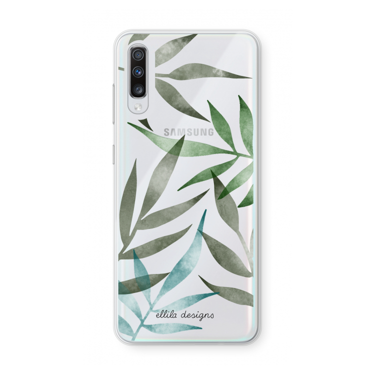 Tropical watercolor leaves: Samsung Galaxy A70 Transparant Hoesje