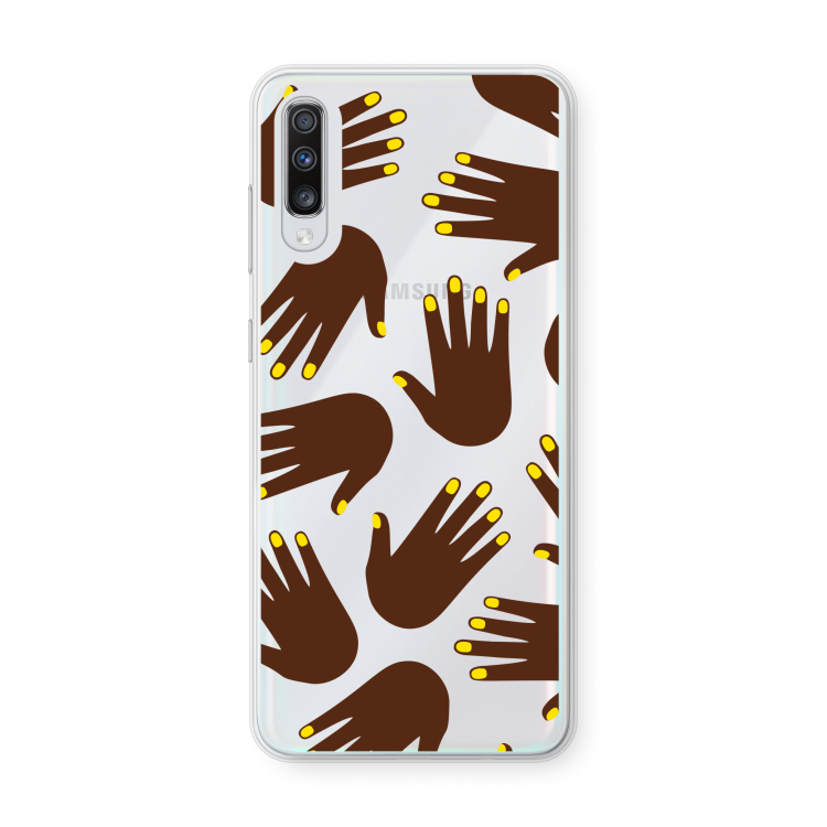 Hands dark: Samsung Galaxy A70 Transparant Hoesje