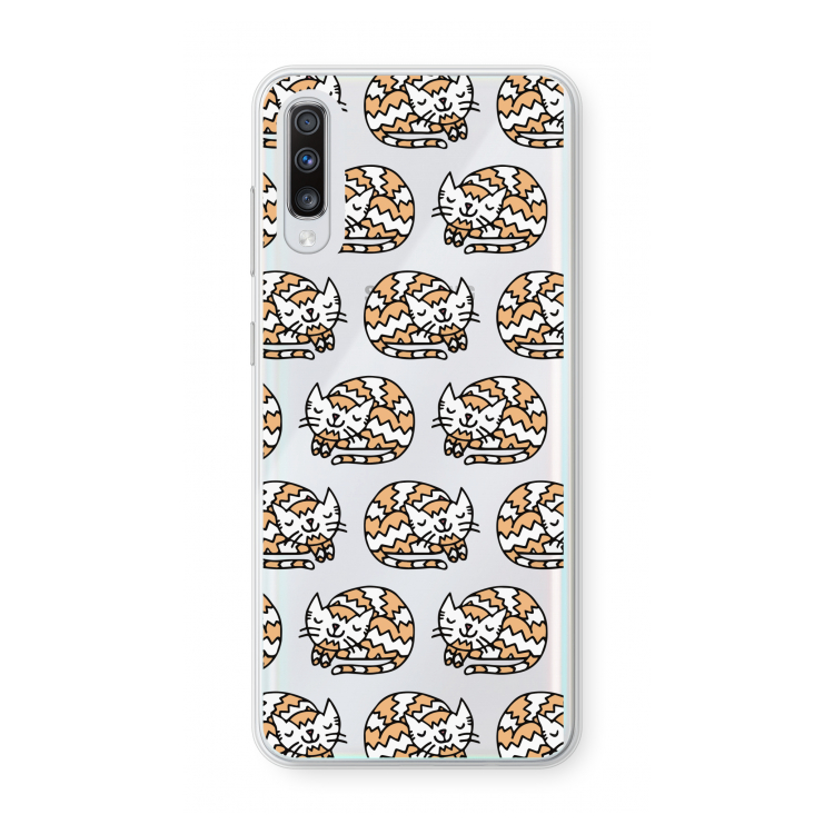 Slapende poes: Samsung Galaxy A70 Transparant Hoesje