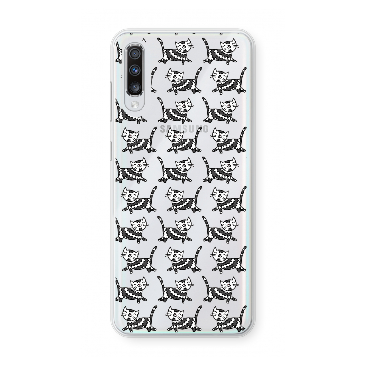 Zwarte poes: Samsung Galaxy A70 Transparant Hoesje